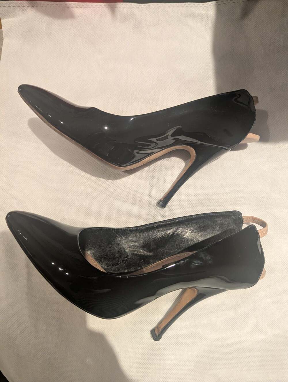 Marc Jacobs Black Patent Leather Pointed Toe Slingback Pumps Size 37.5